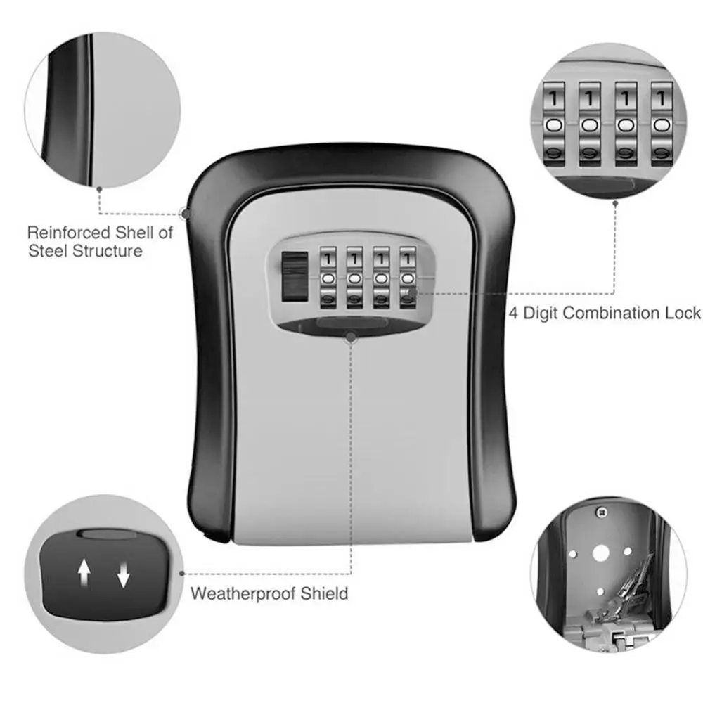 Wall Mount Key Lock Box 4 Digi - Lockbox Key Secure avaliação e preço