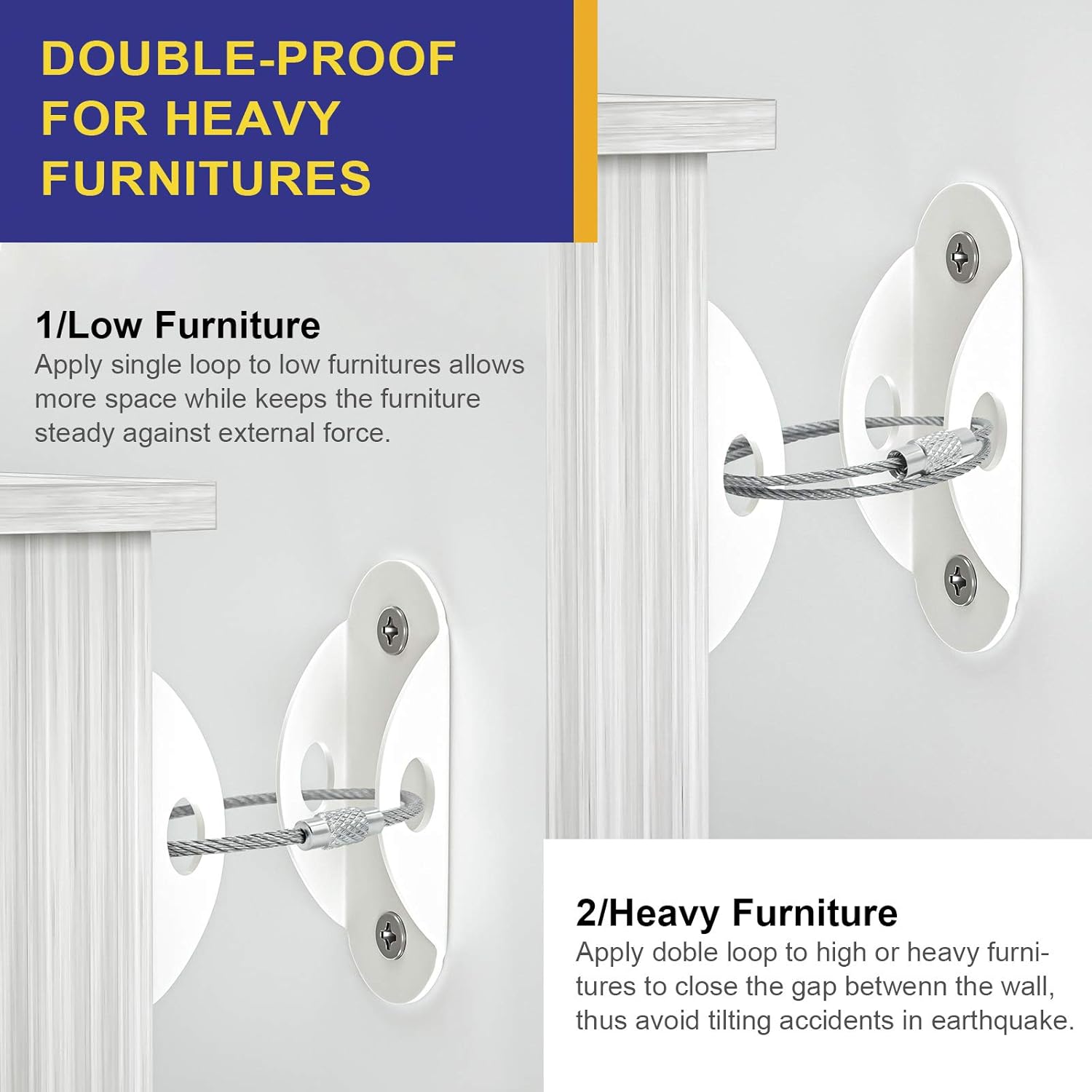6 Set Furniture Wall Anchors A - Earthquake Anchor Strap avaliação e preço