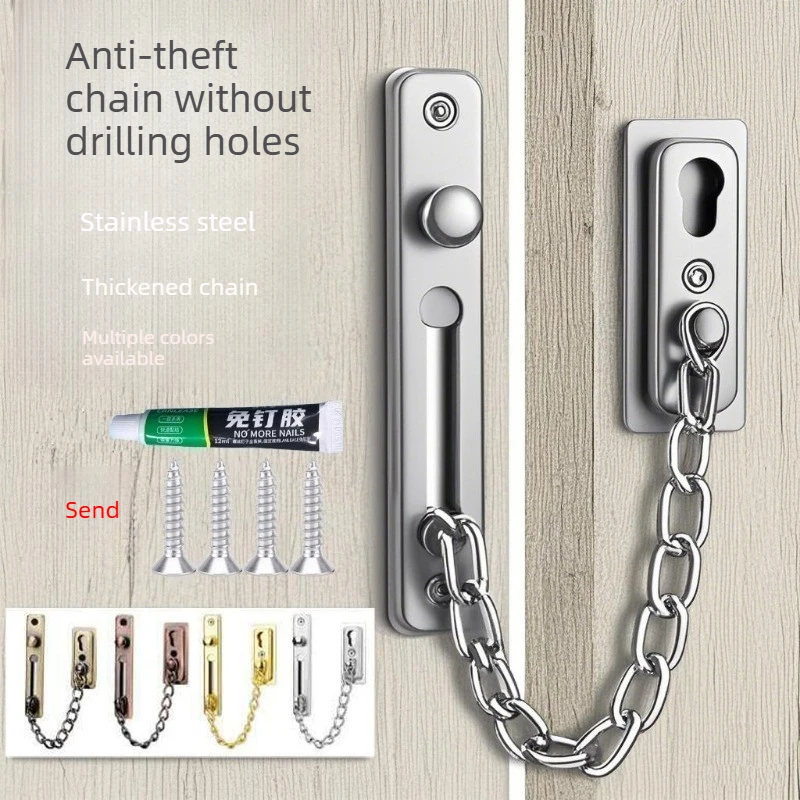 No Drill Stainless Steel Secur - Security Chain Door avaliação e preço