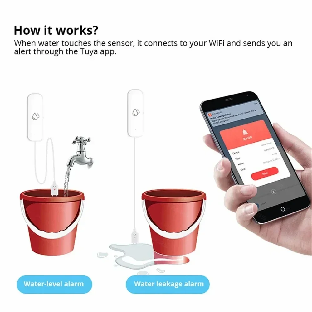 Tuya WiFi Water Sensor Leakage - Water Alarm Sensor avaliação e preço